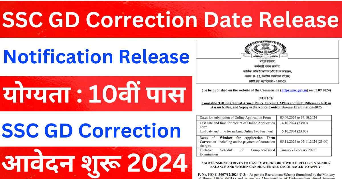 SSC GD Constable CAPF 2024 Correction Edit In Assam Rifles Examination 2025 Total 39481Post